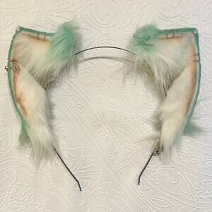 Little Luxies Sage Green Cat Ears and Tail Set Realistic Nekomimi Headband
